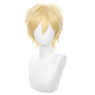 Imagem de Peruca de cosplay COSPLAZA Blonde Short Spiky Fluffy resistente ao cal