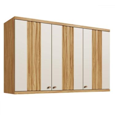 Imagem de Armário Aéreo Cozinha 120 Cm Sauvignon 3 Portas 100% Mdf Amêndoa/Off White - Rio Doce