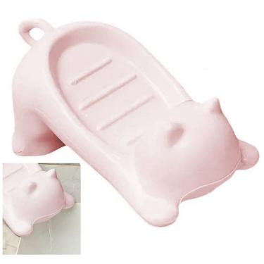 Imagem de Saboneteira Porta Sabonete Gatinho Gato Banheiro Lavabo Box Pia Mesa Bancada Drenagem Resistente Enfeite Decoraçao