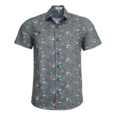 Imagem de Camisa Social Amil Estampada Manga Curta 100% Algodão 1898, Cor 03, 4