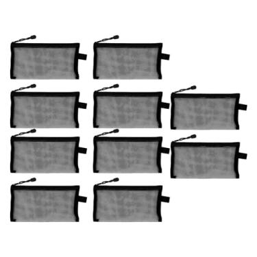 Imagem de Bolsa de lápis de malha de nylon com zíper à prova d'água resistente a rasgos A6 pastas de documentos de papel organizadoras para materiais de escritório, estudantes, professores, artistas, 10