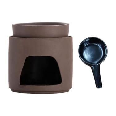 Imagem de Fenteer Aquecedor de óleo essencial, difusor de fragrâncias decorativo para mesa de meditação, suporte para velas de chá para casa, pátio, escritório, sala de