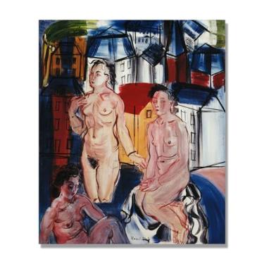 Imagem de NHLDZYH Raoul Dufy Prints, (três banhistas), pôster de viagem vintage, arte impressionista, imagem de arte de parede em tela para decoração de casa. Somente tela de 70 x 84 cm - 27,5 x 33,1 pol
