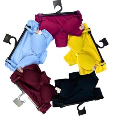 Imagem de Kit 5 Conjuntos Menina Moça Calcinha E Sutiã Com Bojo Lingerie Infanti