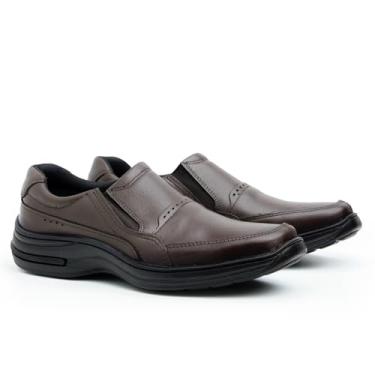 Imagem de Sapato Social Masculino Napole Conforto Couro Legítimo Calce Fácil (Café, BR, Adulto, Numérico, 42)