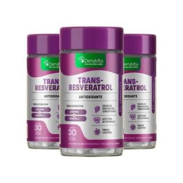 Imagem de Kit 3x Pote Trans Resveratrol, Vitamina C, Licopeno, Antioxidante, Denavita-Unissex