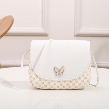 Imagem de Bolsas de ombro para mulheres, bolsa transversal, bolsas de mão com alça ajustável feminina moderna estampa retrô bolsa de ombro, Branco, Branca