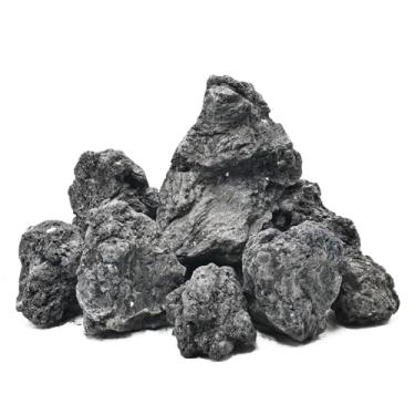 Imagem de KINGRUI Pedra vulcânica natural vulcânica para paisagismo de aquário, decoração de aquário de peixes, decoração de terrário, aprimoramento de filtragem de água (pedra vulcânica preta, 6,8 kg)