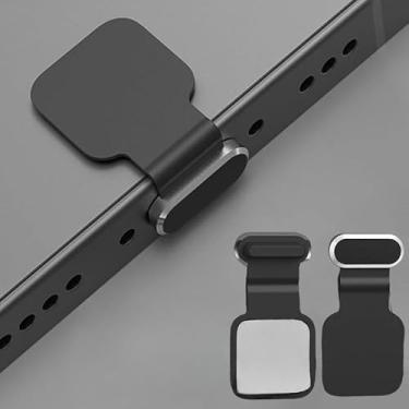 Imagem de Plugues de poeira adesivos antiperda pretos para iPhone 15 Pro Max Plus Universal Metal Tipo C Porta de carregamento Tampa protetora contra poeira, 22*11*3mm, Liga de aço, Sem Pedra Preciosa