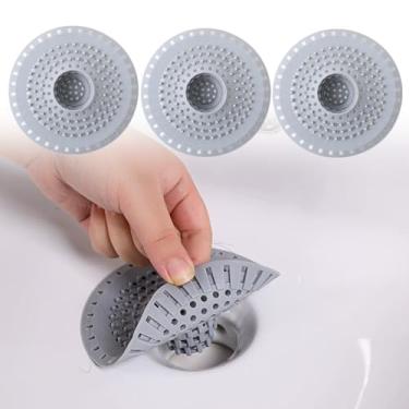 Imagem de Captador de cabelo de ralo de banheira de silicone – 3 peças de protetor de ralo de chuveiro para drenos regulares de 3,8 cm a 4,5 cm – Fácil de limpar e reutilizável