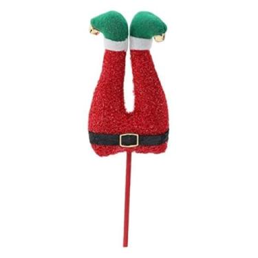 Imagem de shamjina Decoração de árvore de Natal com picareta de perna de elfo, enfeite de Natal com patas de elfo, pelúcia para decoração de árvore de Natal, lareira de, Vermelho Preto Verde