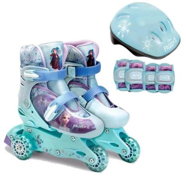 Imagem de Patins Frozen 3 Rodas Ajustável 29 Ao 32 E Acessórios - Fun