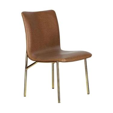 Imagem de Cadeira De Jantar Estofada E Pés De Ferro Multimóveis Cr50096 Caramelo