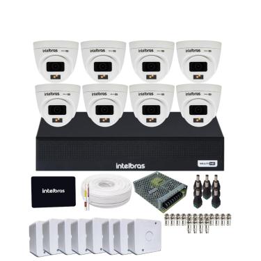 Imagem de Kit CFTV Intelbras 8 Câmeras Vhd 1220d Full Color  DVR intelbras 1108-c  SSD 512gb Instalado