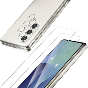 Imagem de BIGFACE Protetor de tela para Galaxy Z Fold 7 + protetores de lente da câmera, [2 + 2 unidades] Vidro temperado premium HD Clarity, dureza 9H, precisão de toque 3D, filme antibolhas e arranhões