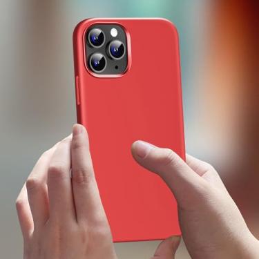 Imagem de Capa para celular compatível com iPhone 13 Pro de 6,1 polegadas, de silicone líquido fino, 4 camadas, capa protetora com forro de microfibra antiarranhões (vermelho)