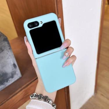Imagem de Capa de silicone líquido neon fluorescente para Samsung Galaxy Z Flip 6 5, capa Z Flip6 ZFlip5, capa fosca à prova de choque, azul claro, para Samsung Galaxy Z Flip 6