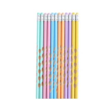 Imagem de Lápis Macaron Color HB com borrachas, 2 peças - 18,6 cm - 200 g - yiwe