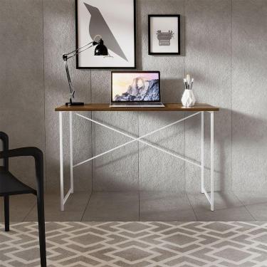 Imagem de Mesa Escrivaninha Para Estudo Office 0,76 Cm Miami Imbuia/ Branco
