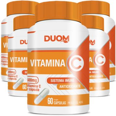 Imagem de COMBO 5 VITAMINA C 500MG 60 CAPS CADA TOTAL 300 CAPS - DUOM