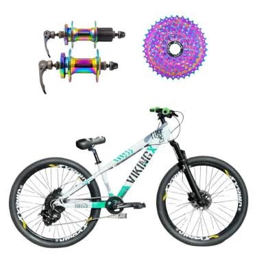 Imagem de Bicicleta Aro 26 Vikingx Branco Verde 1x8v Cassete E Cubo Cassete Camaleão
