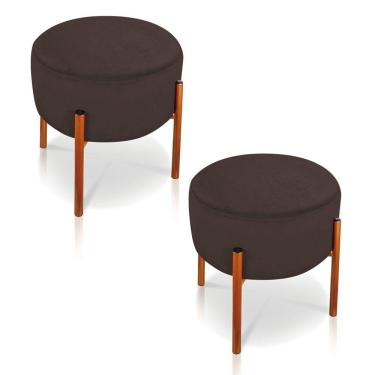 Imagem de Kit 2 Puffs Iron Suede Cobre Marrom
