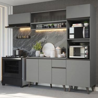 Imagem de Armário De Cozinha Completa 260cm Cinza Nice 04 Cinza