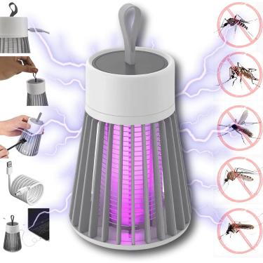 Imagem de Luminárias Abajur Mata Mosquito Repelente Elétrico, Armadilha Luz Ultravioleta Choque, Lâmpada Inseticida LED UV USB (Branco)