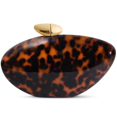 Imagem de NEWROGENG Bolsa clutch de acrílico para mulheres, bolsa noturna de mármore com fecho magnético para festa de casamento, Mármore - âmbar