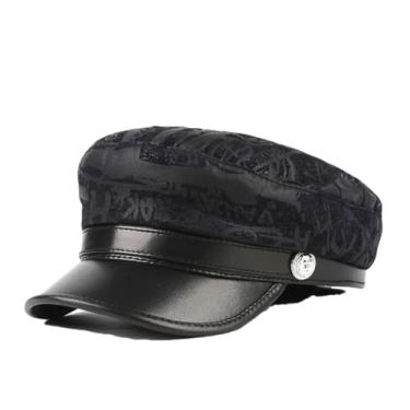 Imagem de Chapéus masculinos femininos estampados casuais masculinos juvenis azul marinho Chapeu unissex couro genuíno camurça chapéus, Estilo 3, XG