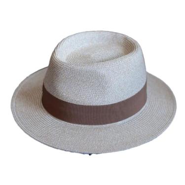 Imagem de Chapéu masculino de verão em forma macia, aba larga, praia, sol, proteção UV, chapéu de jazz, cáqui, café, cabeça grande, 58-61 cm