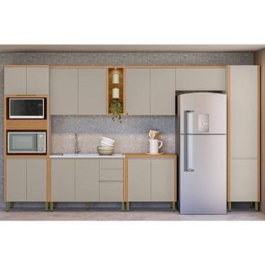 Imagem de Kit Cozinha Modulada 7 Peças Allure (3aéreos+2balcões+1paneleiro+1torrequente) Cp22 Jequitiba-gris Fosco - Linea Brasil