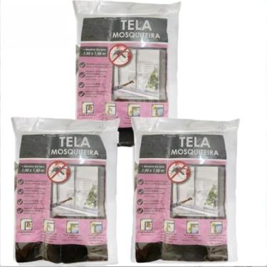 Imagem de KIT Tela Mosquiteiro Janela 130x150cm Removível com Fecho Contato e Fita Dupla Face Contra Insetos(130x150cm 3pc)