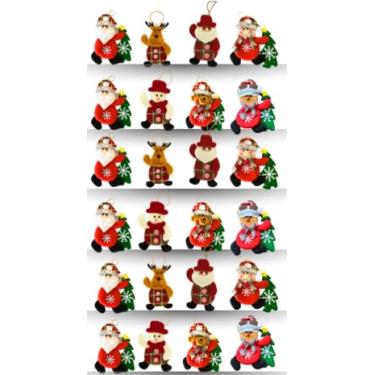 Imagem de Kit de Enfeites de Natal em Feltro, 12 Peças Decorativas para Pendurar na Árvore, Personagens Natalinos em Pelúcia, 15-20cm, Papai Noel, Boneco, Rena, Urso Polar