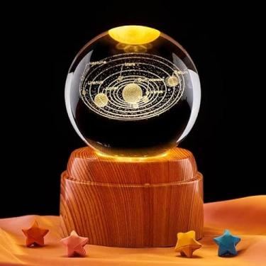 Imagem de Luminária Bola de Cristal Giratória Mesa Sistema Solar Saturno Lua Galáxia LED Enfeite Decorativo(Sistema Solar)