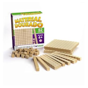 Imagem de Starschool – Brinquedo Educativo Material Dourado 62 Peças | Recurso Pedagógico em Madeira para Ensino Infantil e Método Montessori