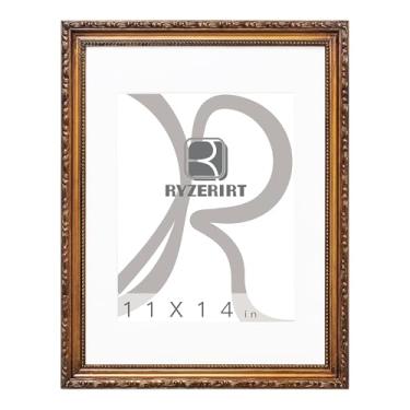 Imagem de RYZERIRT Moldura de madeira de 28 x 35,5 cm, para exibir imagens de 20,3 x 25,4 cm com tapete ou 28 x 35,5 cm sem tapete, moldura marrom para pôster, moldura para pendurar na parede 02