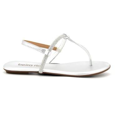 Imagem de Sandalia Beira Rio Original Rasteirinha Dedo Feminino 769, 37, Prata