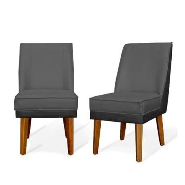 Imagem de Kit 2 Cadeiras de Jantar em Linho e Courissimo – Design Moderno e Confortável (Grafite + Preto)