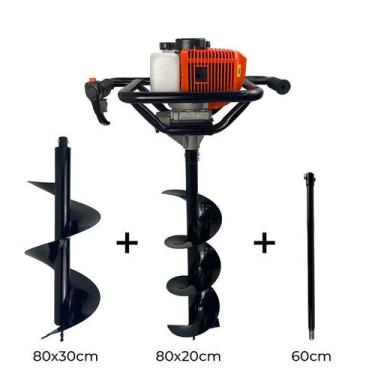 Imagem de Perfurador de Solo a Gasolina 2,5HP 52cc com Brocas 80x20cm 80x30cm e 