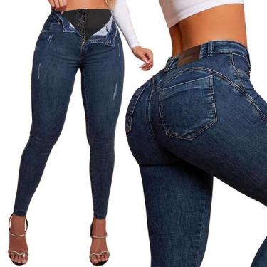 Imagem de Calça Jeans Feminina Super Lipo Skinny Cintura Alta Modelagem Levanta 