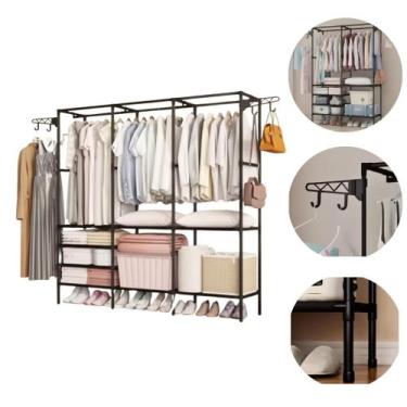 Imagem de Guarda Roupa Dobrável Closet Aberto Armario Organizador De Roupas Arar