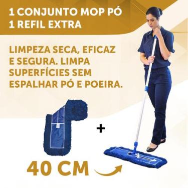 Imagem de Conjunto Mop Pó Eletrostático Euro 60cm Com + 1 Refil Extra - Bralimpi