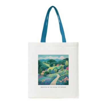 Imagem de Sacolas de lona para mulheres, estética e estações, bolsa de ombro, compras, presente, férias, trabalho, academia