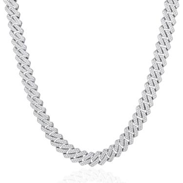 Imagem de Corrente de elos cubanos para homens - Colar de diamante gelado | Correntes hip hop banhadas a prata e ouro, 16Inches(Women Choker Size), Metal, Strass