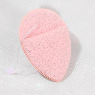 Imagem de Luva de esponja de limpeza facial rosa ajustada à mão – Ferramenta de beleza expansível em gota d'água para lavagem diária de rosto e remoção de maquiagem, fácil de limpar