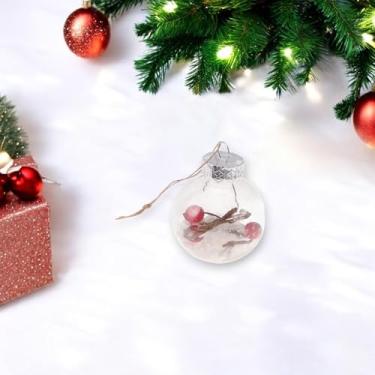 Imagem de Generic 1 peça de bolas de Natal redondas transparentes com frutas vermelhas murchas bola de videira de plástico transparente 6 cm