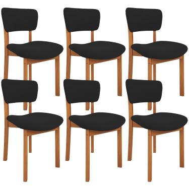 Imagem de Kit 06 Cadeiras Para Sala de Jantar Cozinha Living Estofada Dara L02 Suede Preto - Lyam Decor