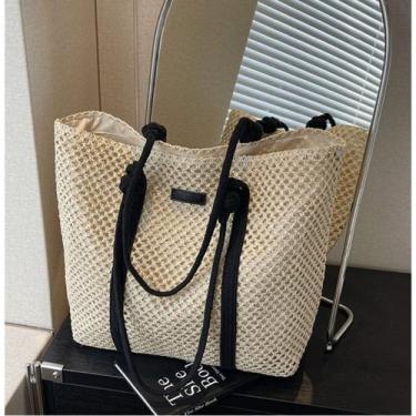 Imagem de Bolsa de palha Bolsa de praia Bolsa de ombro Casual Simples Versátil -