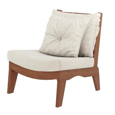 Imagem de Poltrona Decorativa Sadie Linho Bege Claro/Imbuia